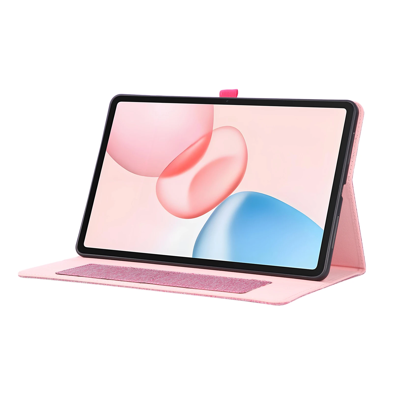 For Honor Pad 10 Case with Stand Card Holder Cloth Texture Leather Tablet Cover - Pink