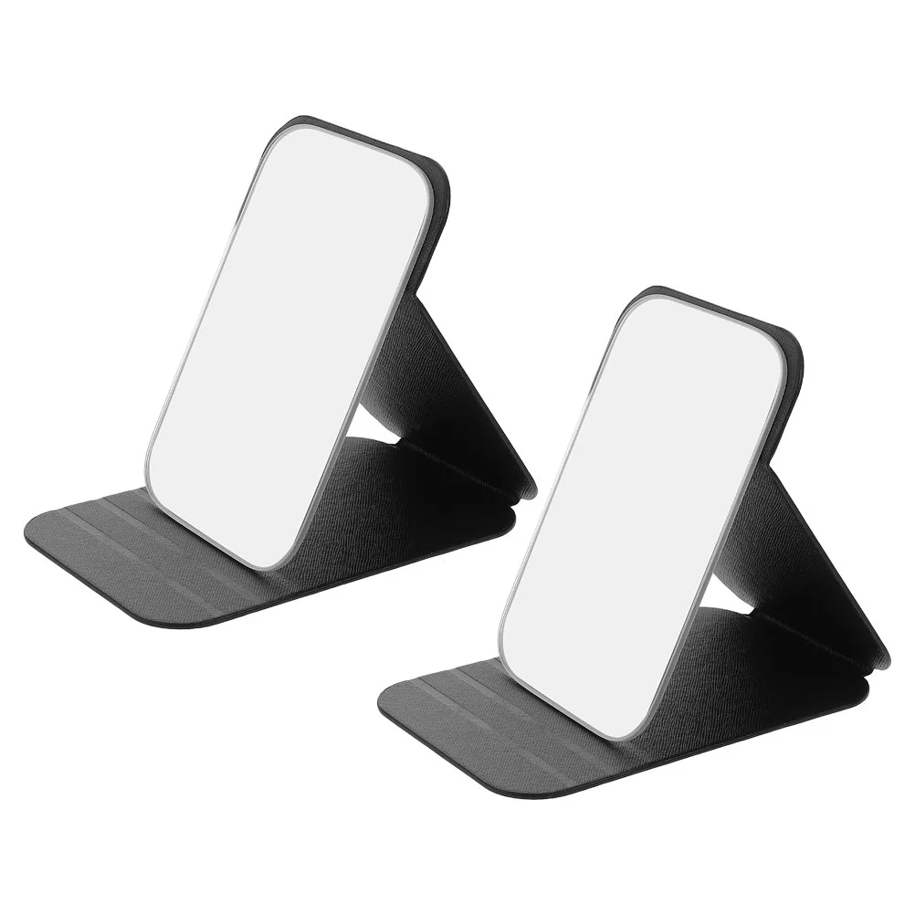 2 pçs dobrável espelho de vaidade dormitório preto plutônio retangular maquiagem estudante