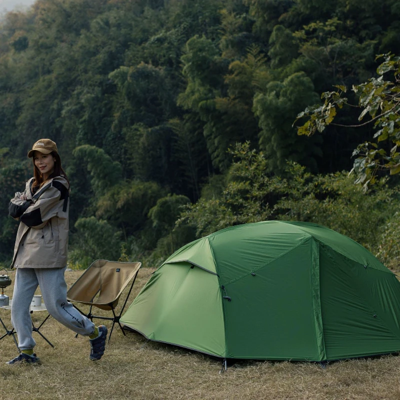 

R Outdoor camping four seasons three-person double tent high-tech camping equipment