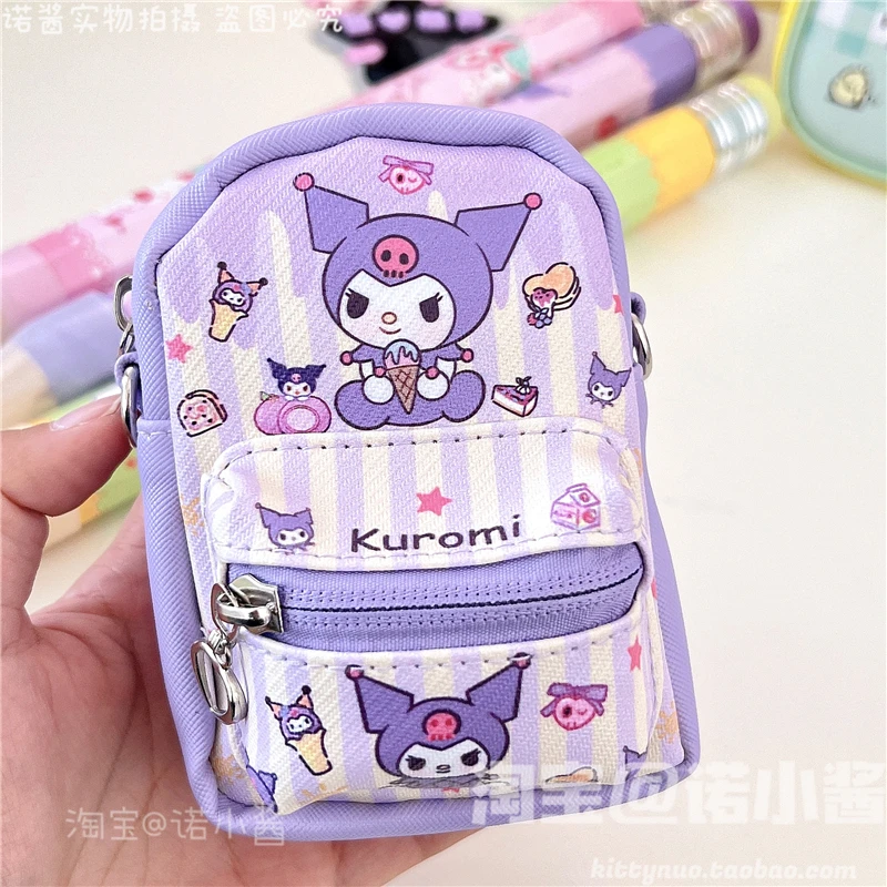 Sanrio PU Kleine Kawaii Leuke Diagonale Sleutelhanger Kleine Portemonnee Kinderen Volwassen Uitje Munt Koptelefoon Kuromi Damestas