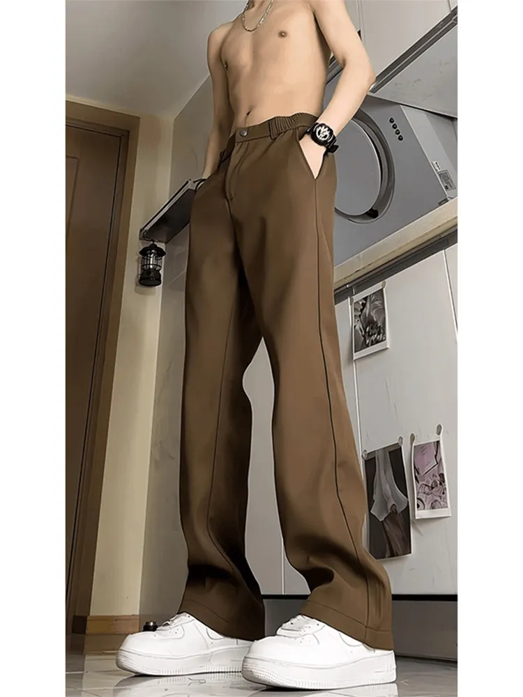 Coffee Color Anti-Wrinkle Straight Leg Men's Pants Casual Straight Cut Trousers for Teenagers Online Exclusive Spring Fashion
