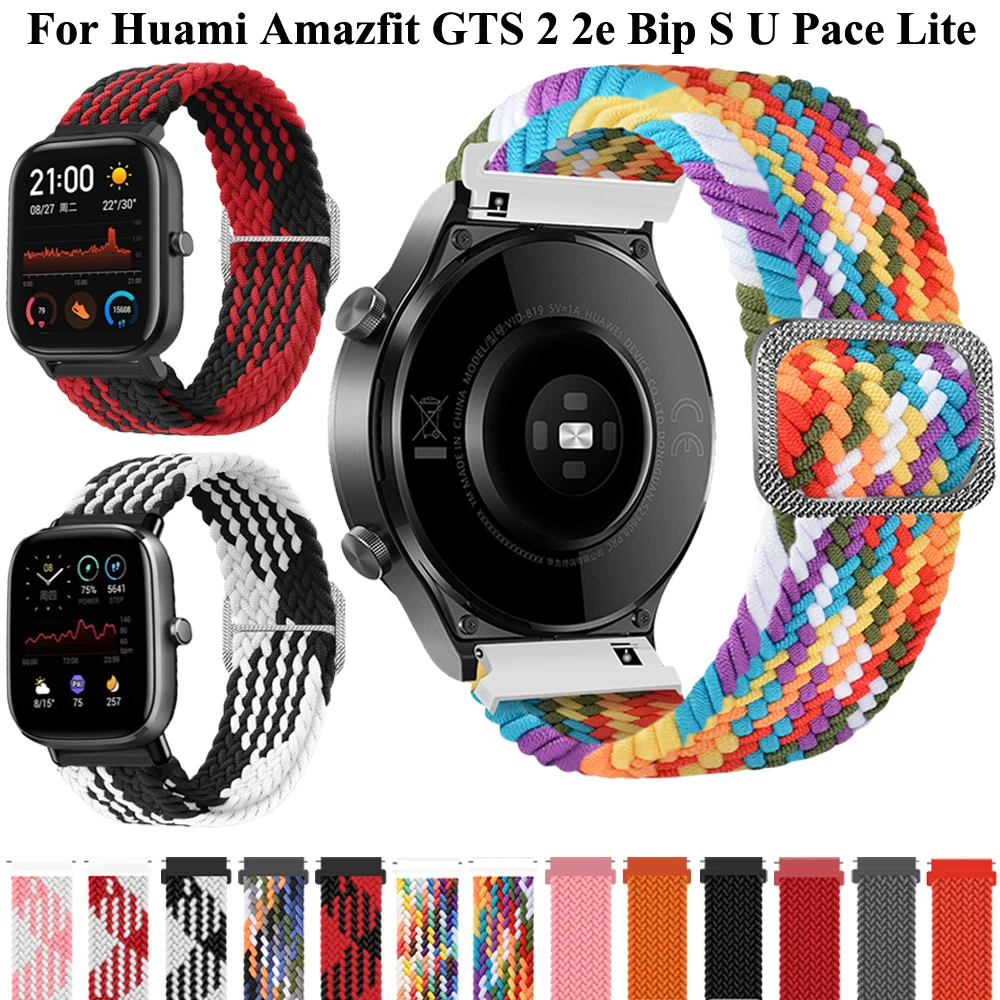 New 20mm Strap For Xiaomi Huami Amazfit GTS 2e 2 mini Bip S U Pace Lite GTR 42mm Smart Watch Wristband Nylon Band Easyfit Correa