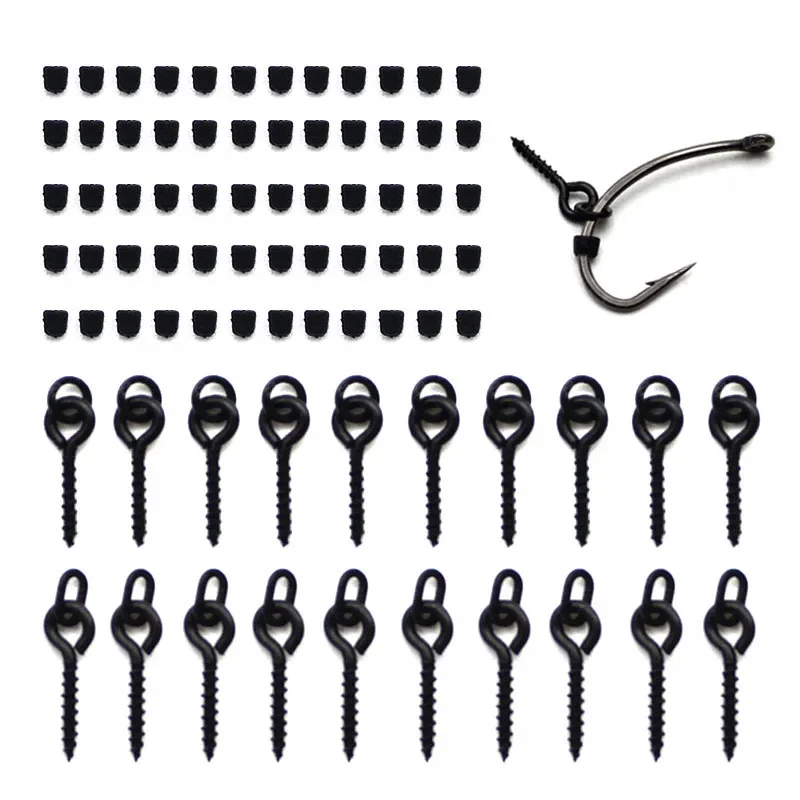 Nowy 50PCS Hook Stops Beads Carp Fishing Accessories Stoper 20PCS Boilies Bait Screw Hair Chod Ronnie Rig Pop UP Boilies Stop