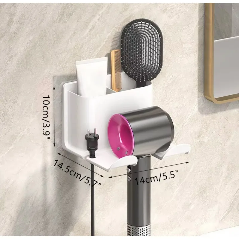 1pc Hair Dryer Holder Wall Mounted Hair Straightener Dryer Hair Stand Bathroom Organizer Shelves Bathroom Organization Shelves image 5