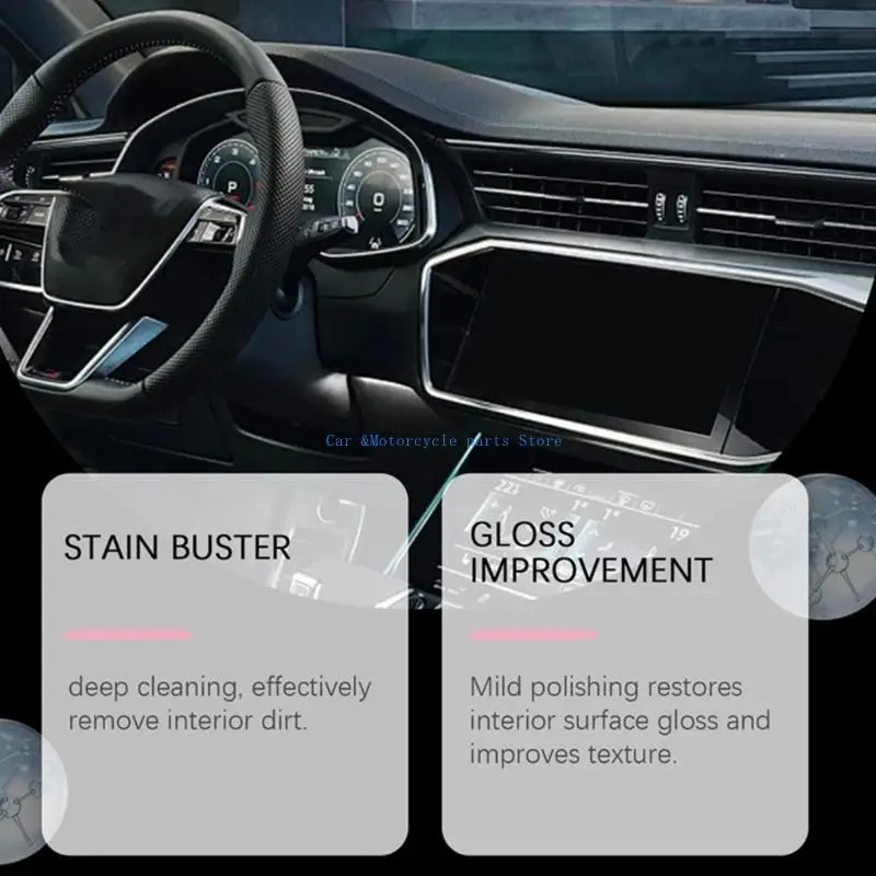Y9UC بخاخات تنظيف داخلية للسيارة بدون ماء مع حماية طويلة الأمد ومستعيد لمعان داخلي للمطاط والجلد