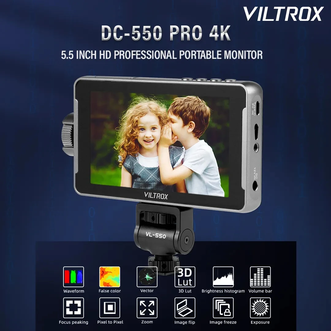 VILTROX-Monitor Portátil HD Profissional Diretor, DC-550 Pro, 5.5 "Touch Screen, 1200 lêndeas, 4K, HDMI, Vlogging e Cinema