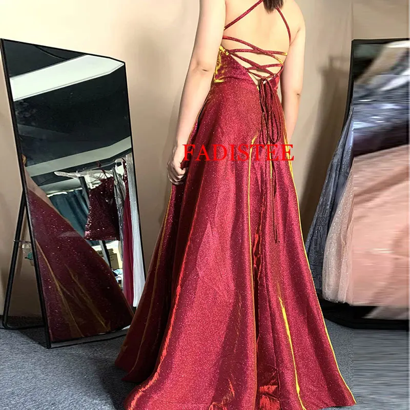 New Style Prom Dresses Spaghetti Straps A-line Party Dress Backless Long Formal Occasion Dresses Vestido De Graduación