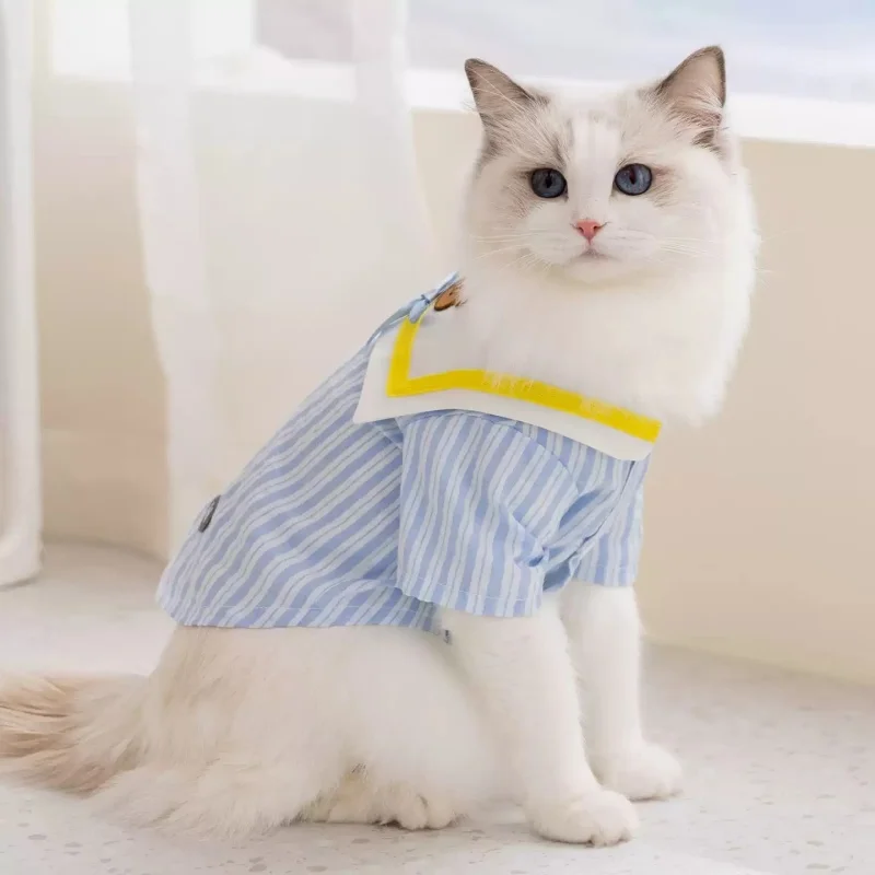 Summer Soft Dog Clothes Cute Bow Dog Shirt Luxury Puppy Jacket Pet Coat Striped Cat Shirt Bear Print Pet Vest Bichon Dog Costume