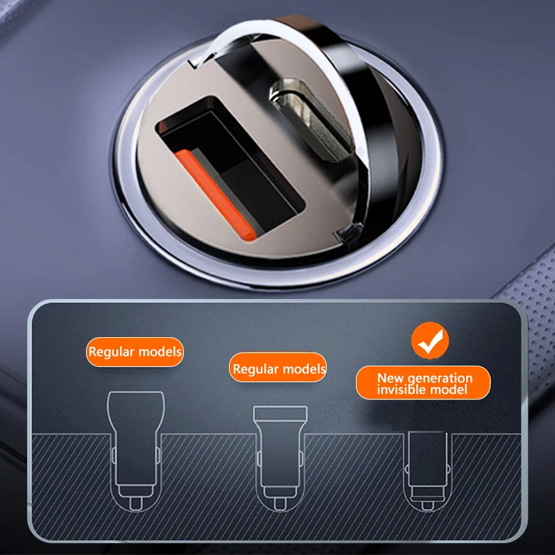 Mini 100W USB Car Charger Fast Charging Car Phone Charger Adapter Mini PD USB Type C Charger for iPhone Xiaomi Samsung Huawei