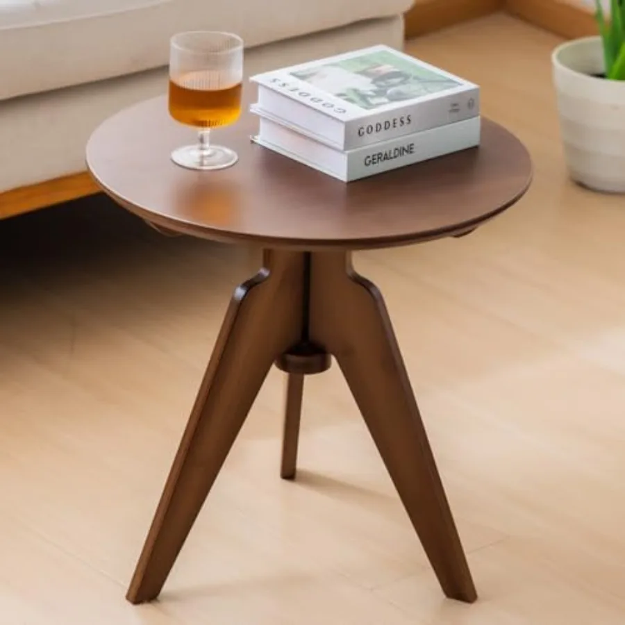Bamboo Round Side Table Small Accent Table or Coffee Table for Living Room Bedroom or Office Easy Assembly 3-Leg Design
