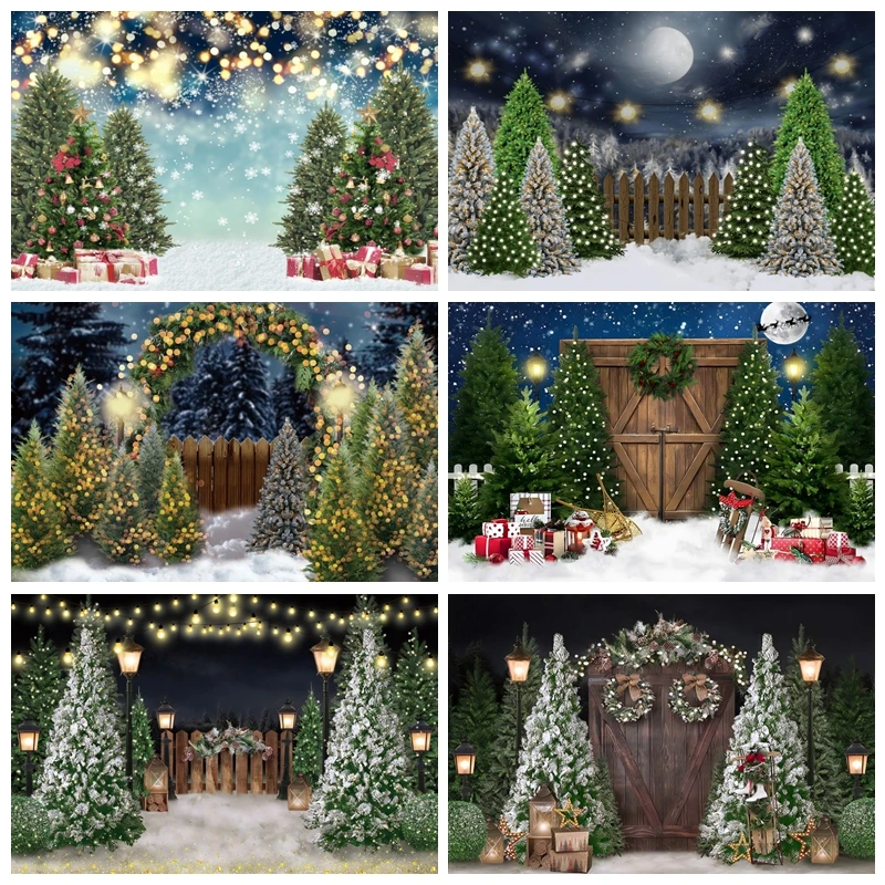 

Christmas Backdrops For Photography Xmas Tree Winter Snow Forest Snowflake Baby Portrait Photo Photographic Background Studio