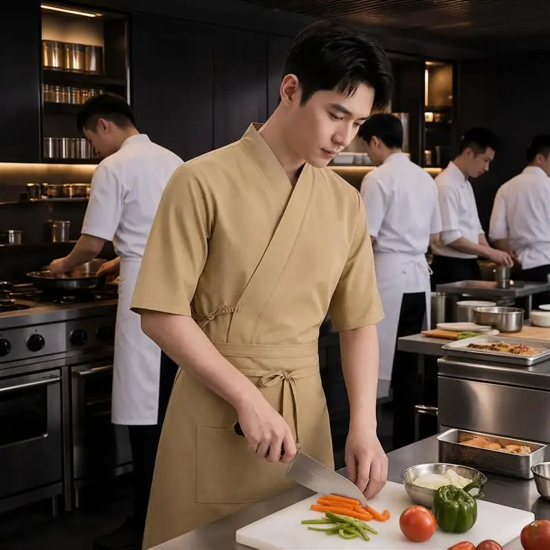 High-end Japanese Chef Jackets Kimono Men Women Sushi Restaurant Coat Waiter Uniform Ryokan Hot Spring Inn Overalls Work Tops