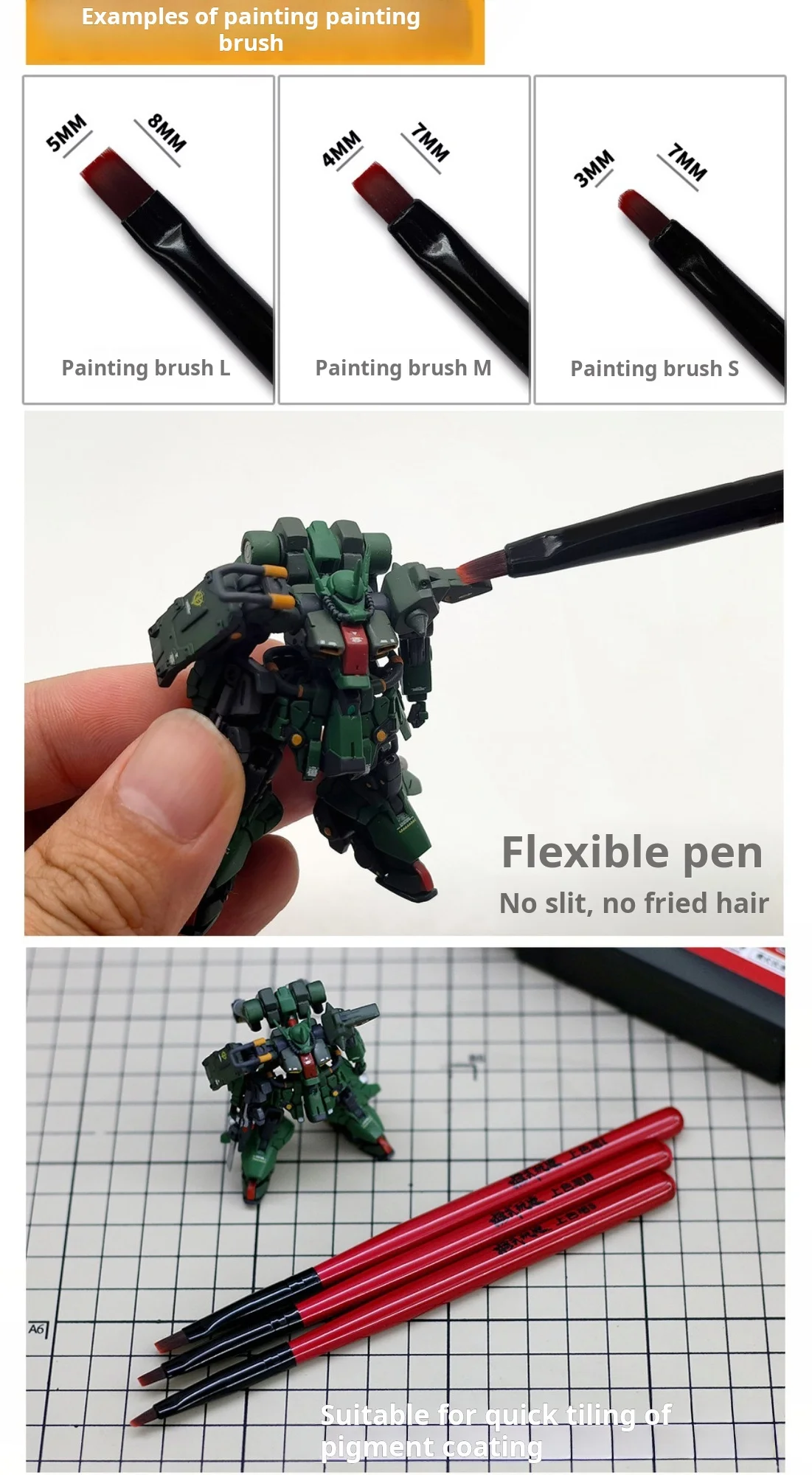 MSWZ MS063 3 قطعة/الوحدة مجموعة فرشاة تفصيل دقيقة لـ Gundam Gunpla نموذج مصغر اللوحة الشيخوخة تأثير هواية الحرفية ملحقات