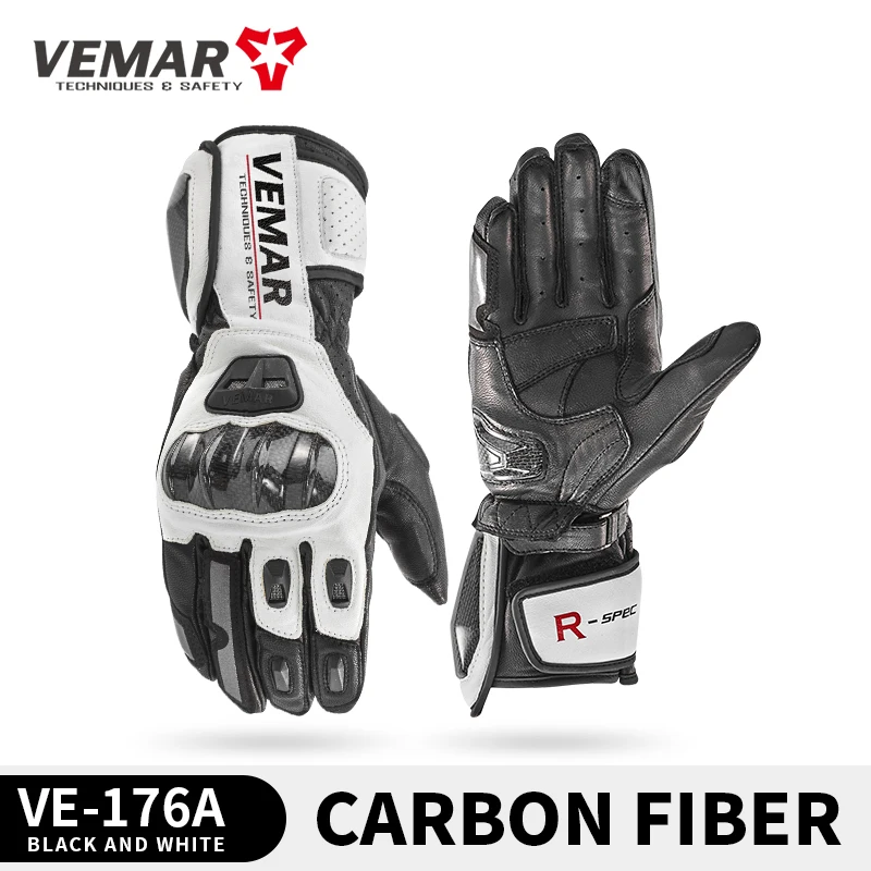 VEMAR Four Season Retro Motorcycle Gloves Men Genuine Leather Touch Screen Gloves Anti-Slip Anti-Fall Racing Riding Moto Gloves