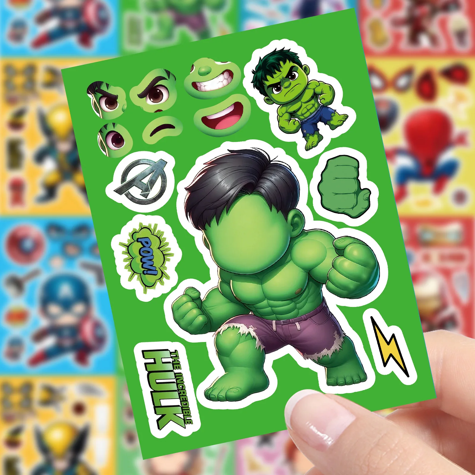 8/16Sheets Disney Marvel Puzzle Stickers Cartoon Cool Cute Superhero Graffiti Decal Creative DIY Scrapbook Desktop Decoration