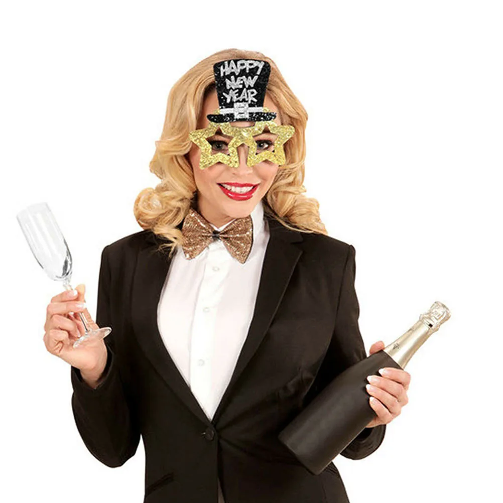 

4pcs New Year Glasses Funny Decor Eyeglasses Party Photo Prop Masquerade PVC Creative Glitter Adult Kids Holiday Accessories