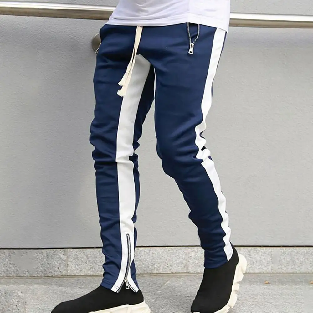 

Side Zipper Decor Men Pants Slim Fit Pencil Pants Running Pants Joggers Sweatpant Sport Casual Trousers Gym Fitness Sweatpants