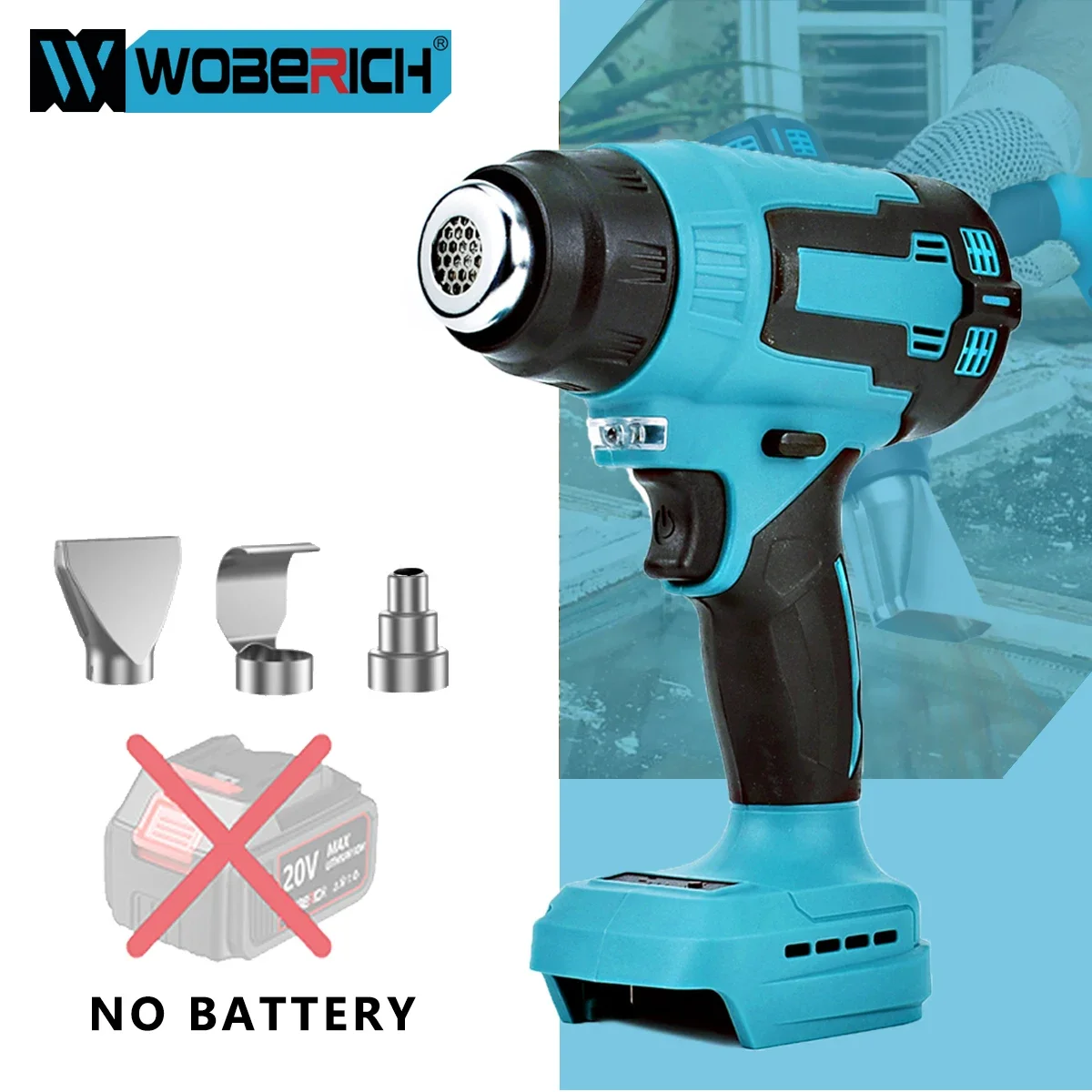 

Cordless Hot Air Machine Lithium Rechargeable Heating Equipment Power Tool with3 Nozzles no battery For Makita 18V Battery