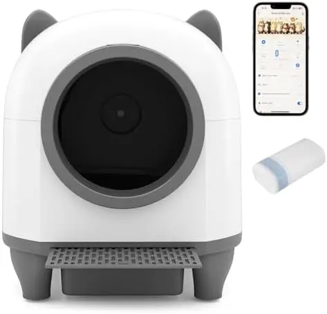 Automatic Cat Litter Box, 21 Gallon Self Cleaning Litter Box with Smart App Control and Safety Sensor, Low-Decibel