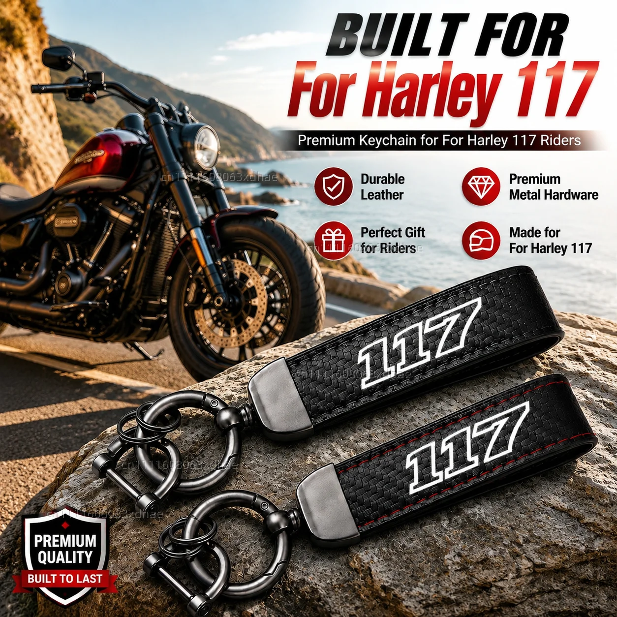 

High-Grade Leather Motorcycle Keychain Holder Keyring Accessories For Harley Softail Low Rider ST FXLRST FXRST Breakout Touring
