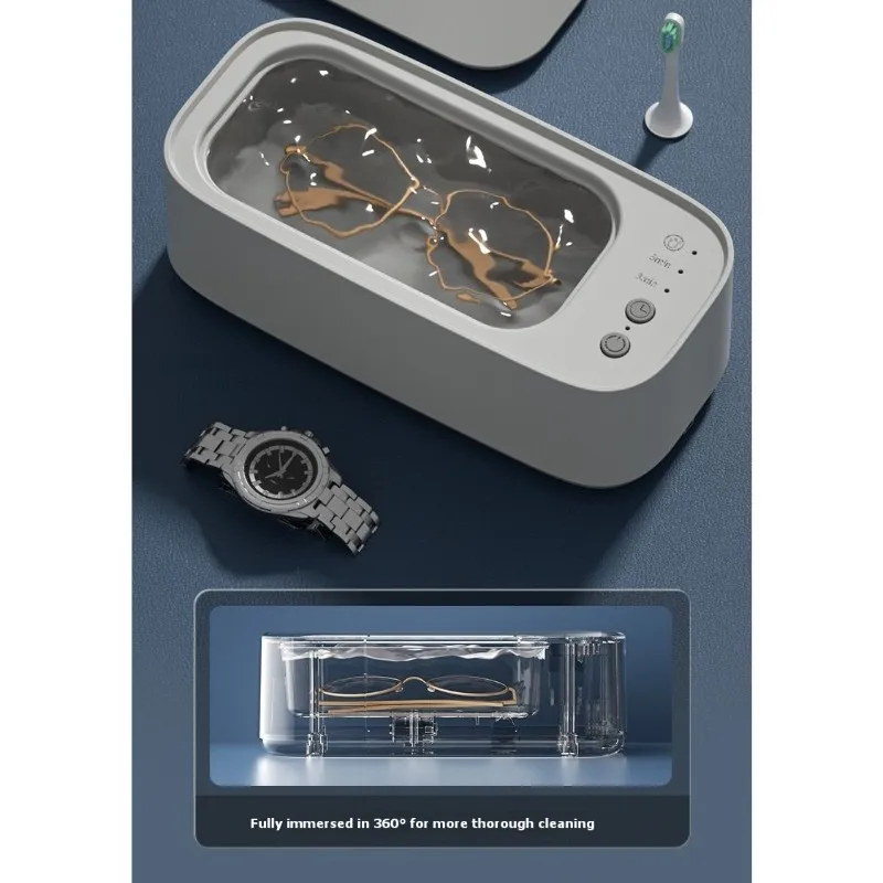 AT33 Jewelry And Appliance Cleaning Device-25W High-Frequency Ultrasonic Eyeglass Auto-Cleaner