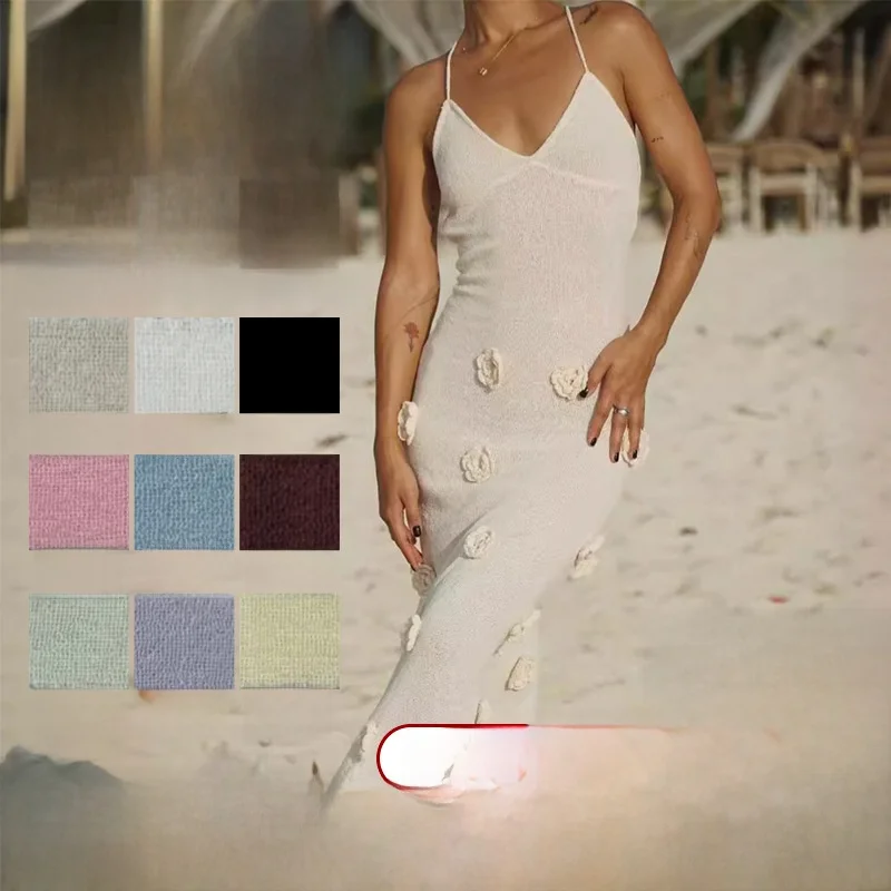 섹시한 니트 벨트 하이웨이스트 롱 스커트 여성용 크로스보더 패션 고품질 폴리에스터 소재