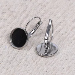 20pcs Stainless Steel Lever Back Earring Blanks 10mm 12mm 14mm 16mm 18mm 20mm  Cabochon Base Setting Bezels Diy Findings