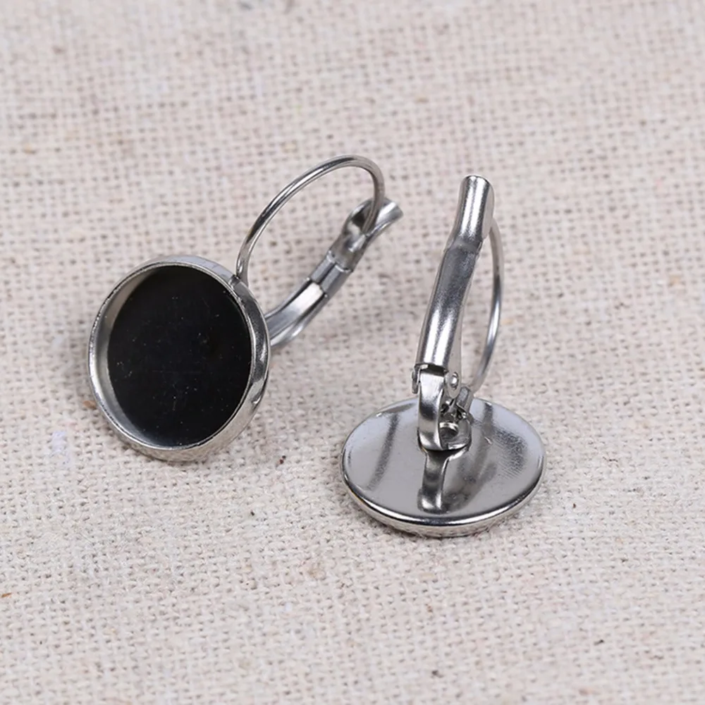 20pcs Stainless Steel Lever Back Earring Blanks 10mm 12mm 14mm 16mm 18mm 20mm  Cabochon Base Setting Bezels Diy Findings