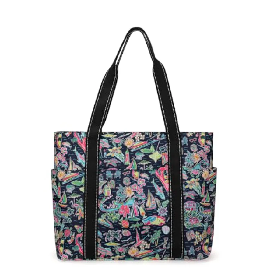 Tote Bag for Women with Laptop Compartment and Cup HolderNylon Bag for Work Travel Gym Beach Teacher Nurse School Mom