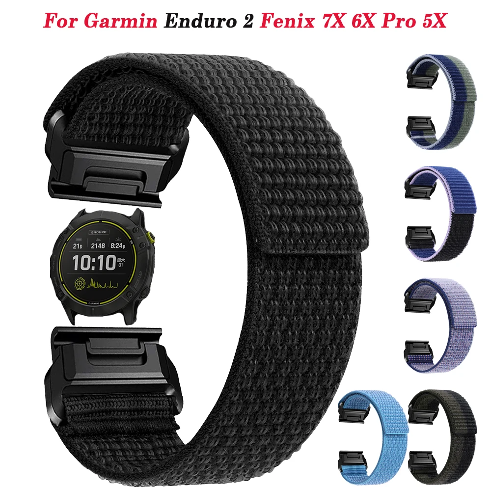 

Спортивный нейлоновый ремешок Enduro 2 для смарт-часов Garmin Fenix 7X 5X Plus 6X Pro 3HR Delta D2, 26 мм