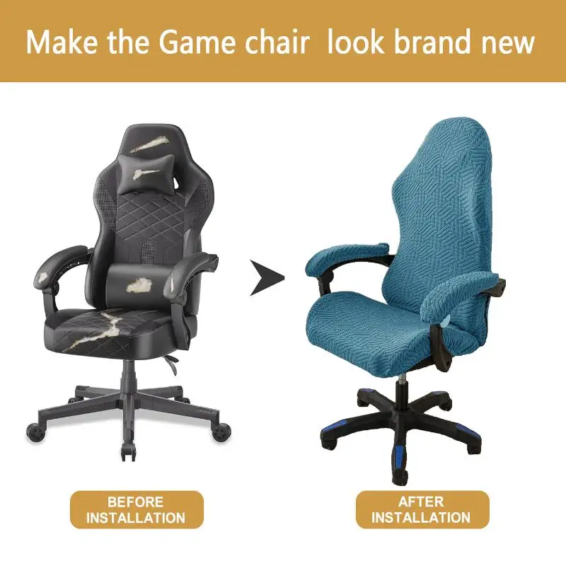 Fashion Simple Home Gaming Chair Cover Universal Computer Game Competitive Seat Backrest Armrest Elastic Swivel Chair Cover