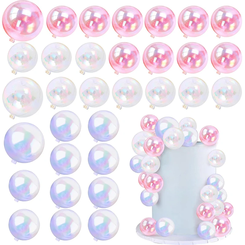 33pcs Colorful Ball Cake Topper Pearl Shape Cupcake Insert Topper for Kids Unicorn Mermaid Birthday Party Decoration Baby Shower