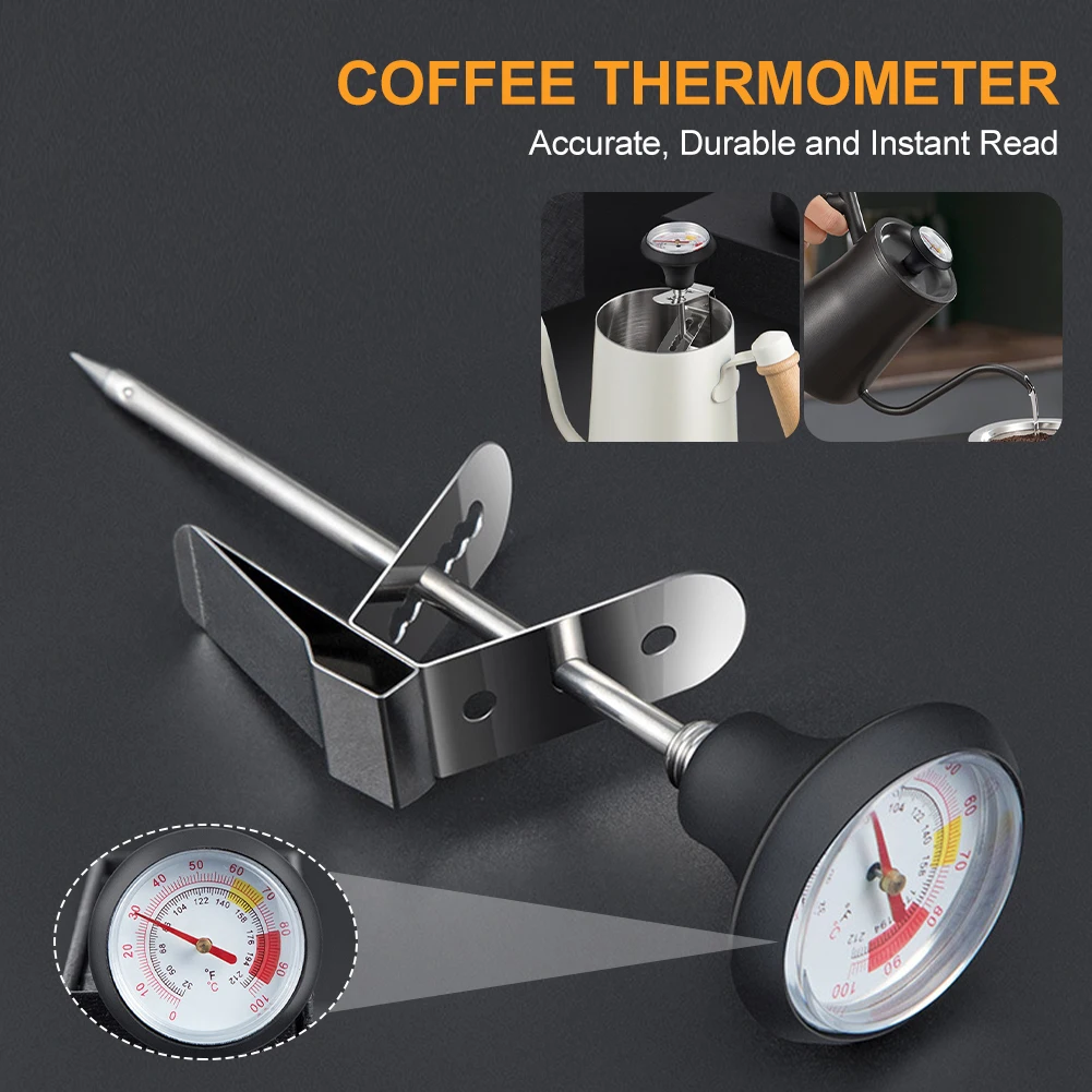 Milk Frothing Thermometer Stainless Steel Temperature Monitor 0℃~100℃/32℉~212℉ for Coffee Milk Froth Chocolate Cappuccino Food