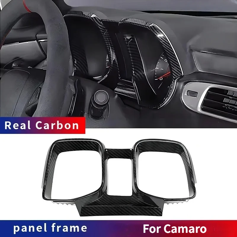 

For Chevrolet Camaro Real Dry Carbon Fiber 10-15 Interior Central Console Dashboard Instrument Frame Trim Cover Central Control