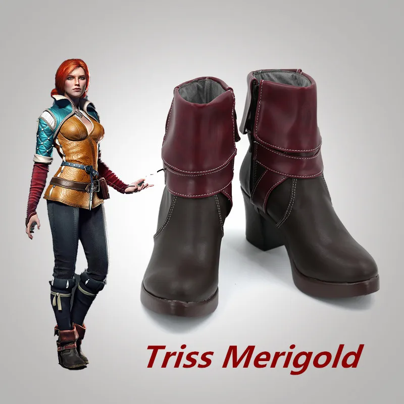 

Thewitcher 3 Wild Hunt Triss Merigold Cosplay Costume Shoes Handmade Faux Leather Boots For Christmas Halloween Party