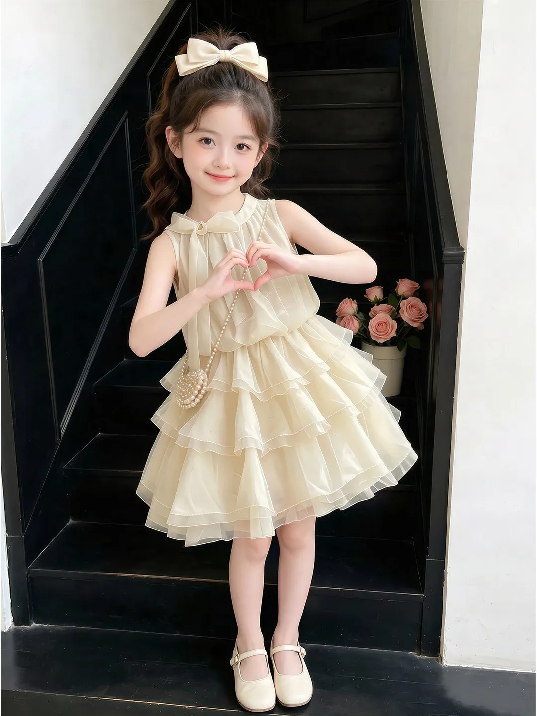 princess-dress-thin-summer-new-style-girls-children-outfit-lovely-evening-gown-korean-style-light-breathable-cool-sensation