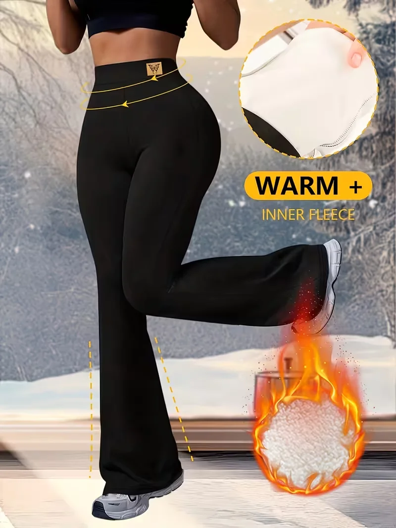 

1 парочка женских брюк-клеш для осени и зимы: теплые, удобные, приятные к телу, в повседневном модном стиле, с подкладкой.