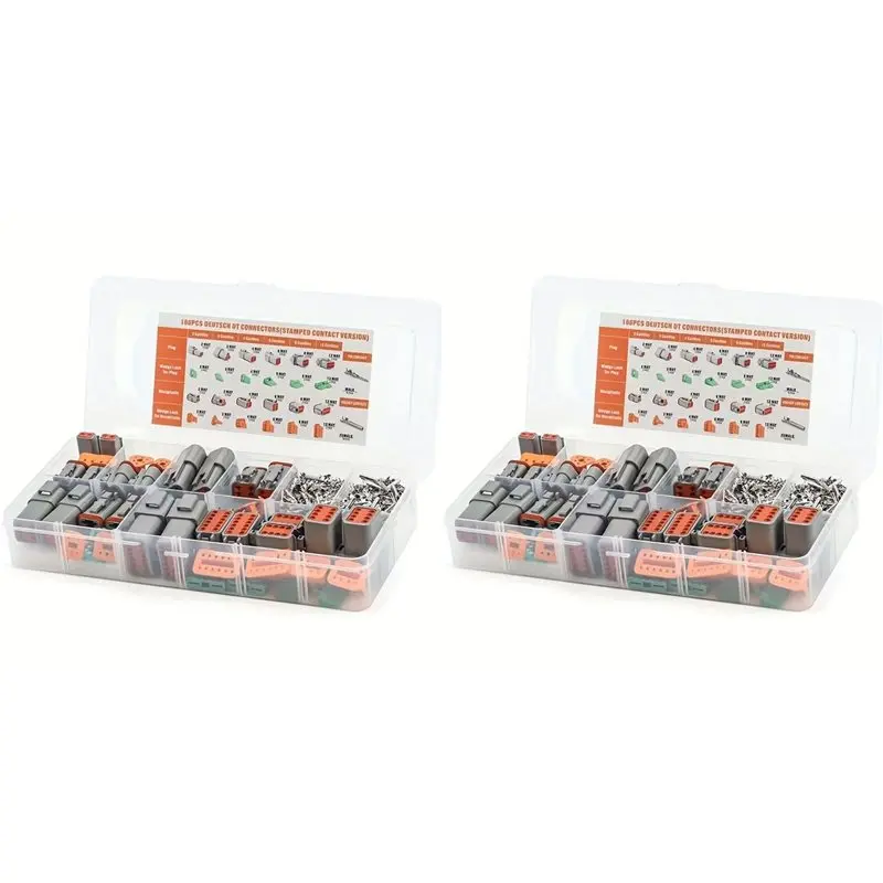 

A88E-376Pcs Deutsch DT Series Connector Assortment, Size 16 Stamped Contacts, Waterproof Automotive Electrical Connectors