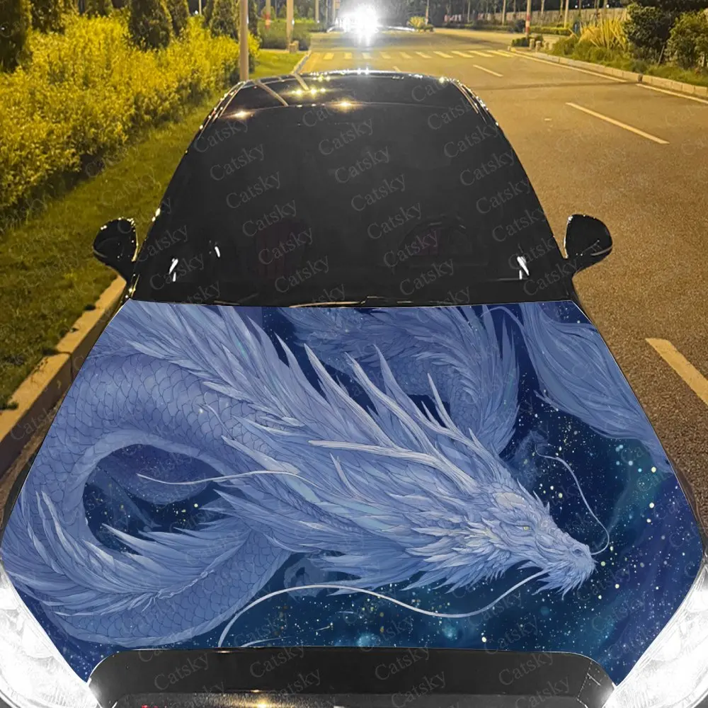 

Awesome White Dragon Car Hood Stickers - Self-Adhesive, Waterproof and Durable Vinyl Wrap, Decorate And Protect Your Car - The G