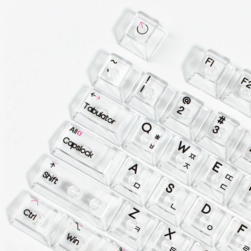 Layout coreano 132 tasti Stampa UV Copritasti in cristallo Profilo Cherry Copritasti PC bianchi trasparenti per interruttori MX Tastiera da gioco