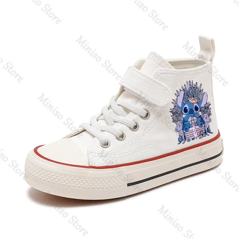 Cartoon comfort Shoes Kid Canvas Boys Sport Shoes  Lilo Stitch  Girl High-top  Disney Casual  Children Print Boys Tennis Shoes