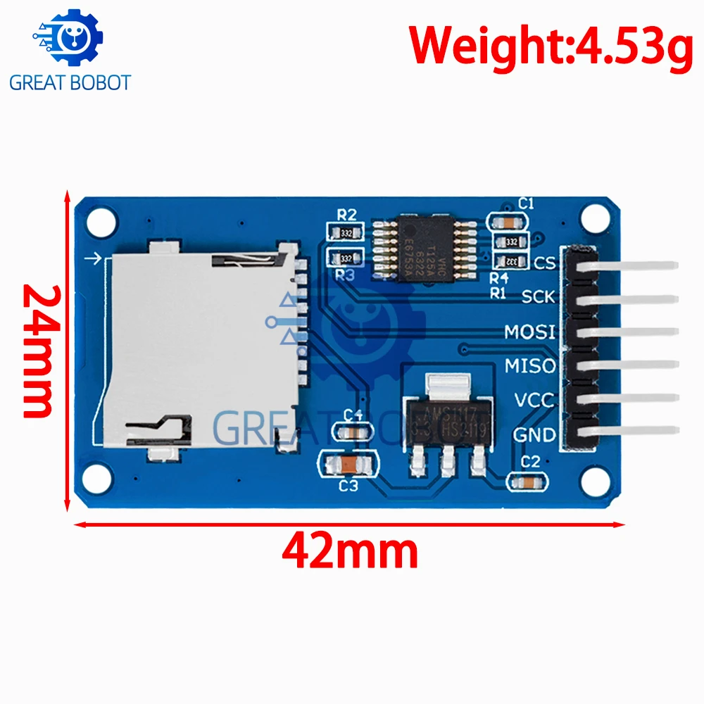 1pcs  Micro SD Storage Expansion Board - Micro SD/TF Card Memory Shield Module with SPI Interface, Perfect for Arduino