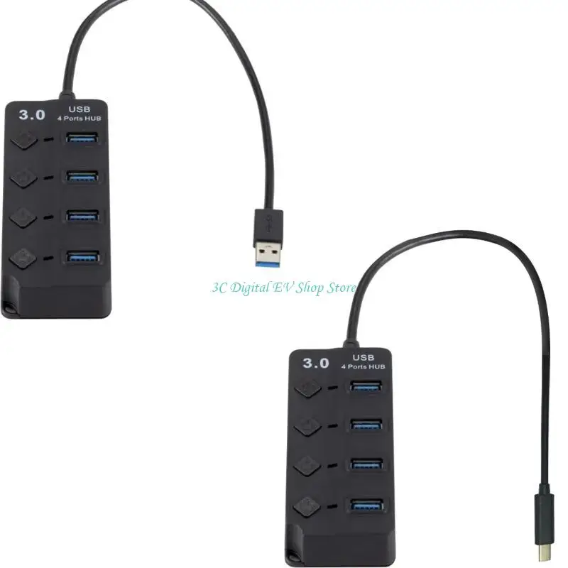 

E74D Алюминиевый сплав USB / Type C Hub с 4 портами (3 USB2.0 +1 USB3.0) для нескольких устройств и повышения эффективности