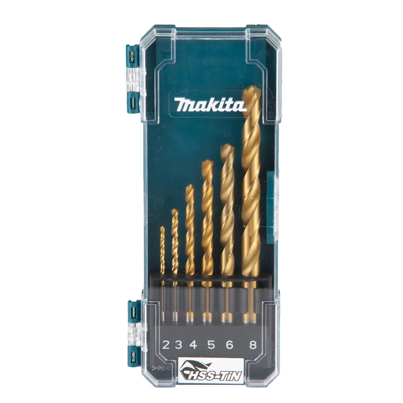 Makita D-72833 Metal Drill Bit set HSS-Tin 2-8mm 6pcs For Drilling Metal Twist Drill High Hardness Wear Resistant Tool Part