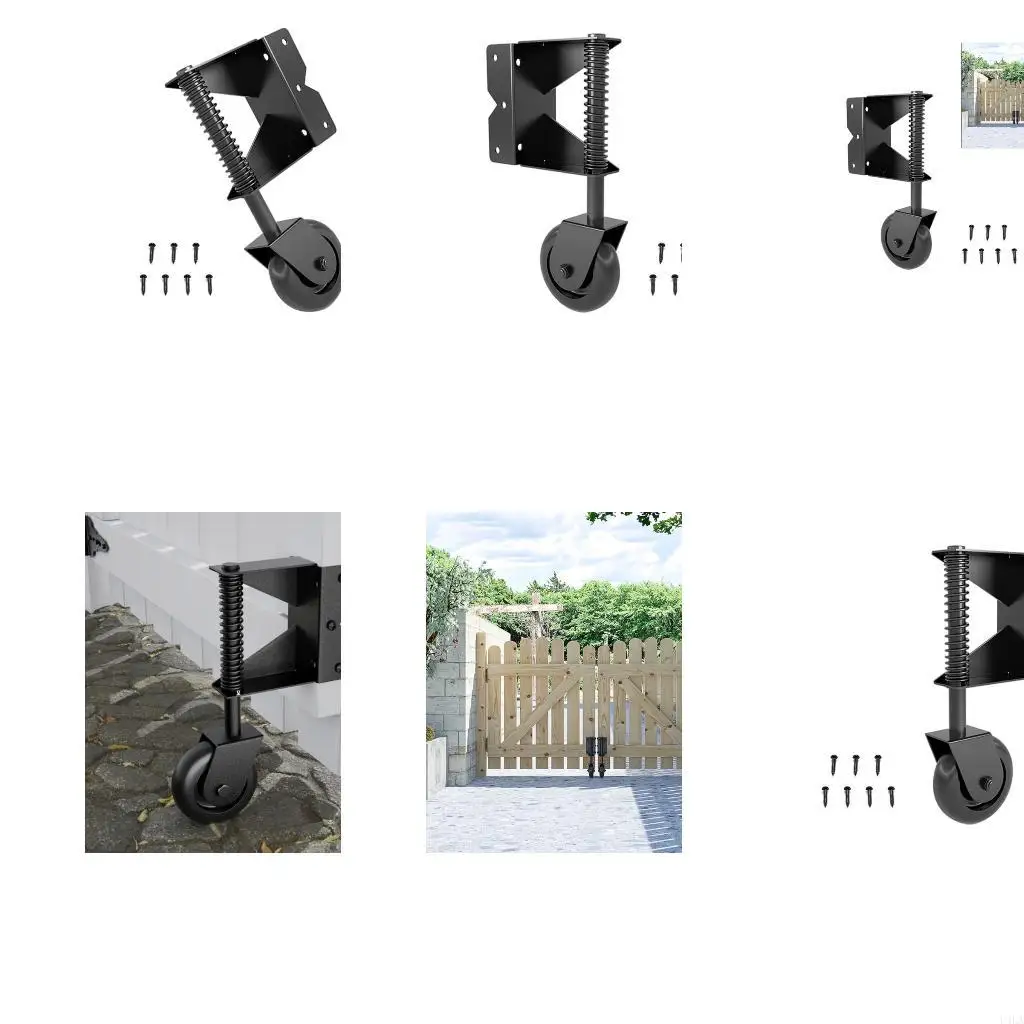 

U4LA 4inch Universals Gate Casters Adjustable Spring Gate Support Wheel Spring Loaded Gate Casters Hardware Easy to Install