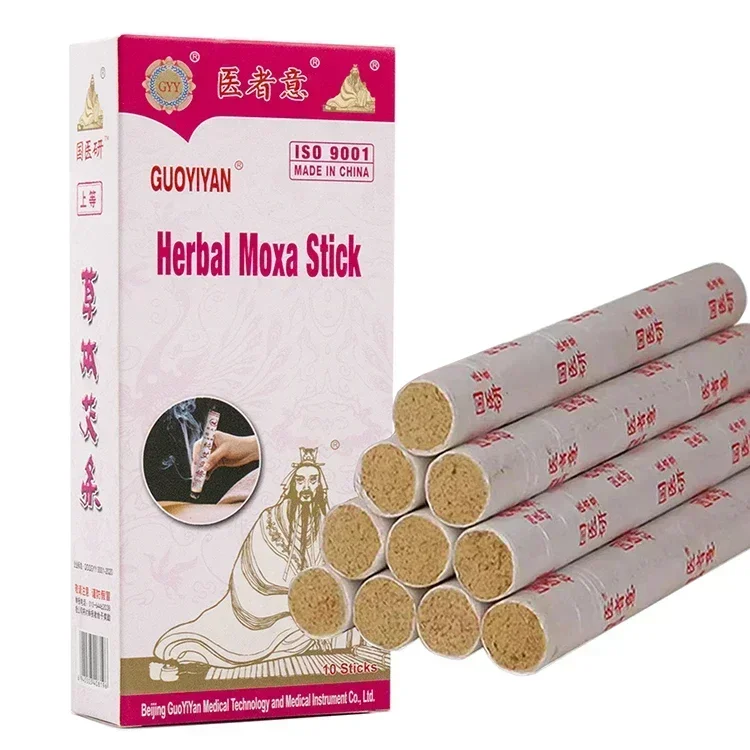 10pcs/box Chinese traditional 18mm x 200mm moxibustion stick herbal medicine moxa bar pure Wormwood roll smoke moxa stick