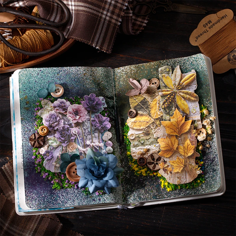 20 Blatt/Beutel Blumen Pflanzen Natur Vintage Hintergrund Aufkleber für DIY Scrapbooking Tagebuch Handyhülle Dekoration Geburtstagsgeschenke