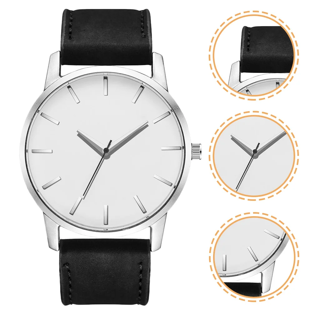 

Quartz Men Pu Strap Big Dial Durable Casual Wristwatch For Business Leisure Men Simple Casual Watch Male Belt Watch