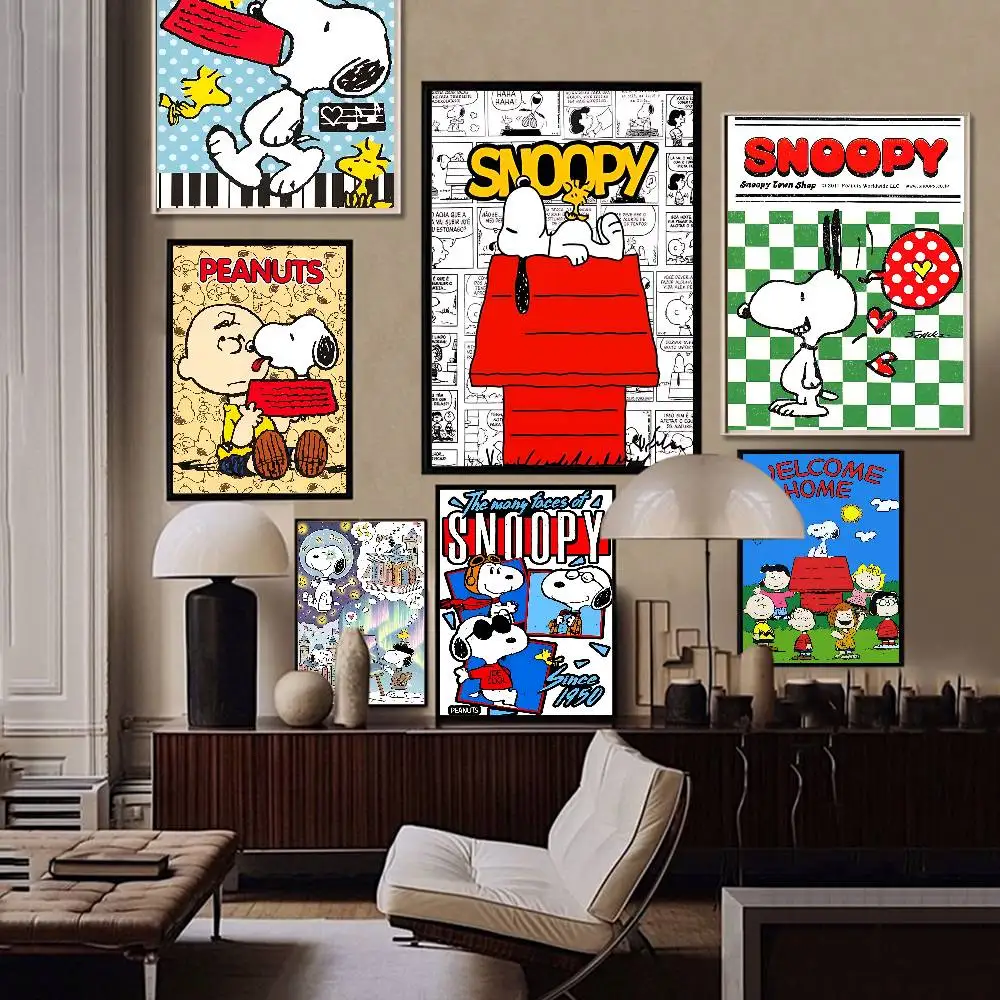 Classic Cartoon Cute S-Snoopy Anime Posters Sticky HD Quality Wall Art Retro Posters for Home Kawaii Room Decor