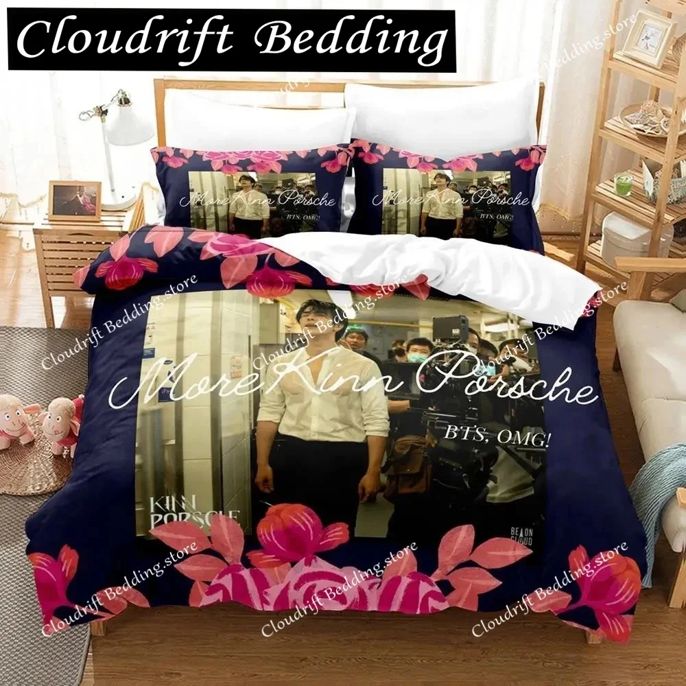 KinnPorsche Bedding Set Single Twin Full Queen King Size Bed Set Aldult Boy Bedroom Duvetcover Sets 3D Print Anime bed sheet set